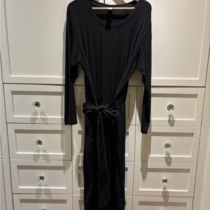 Smash + Tess Black Long Sleeve Dress with Waist Tie